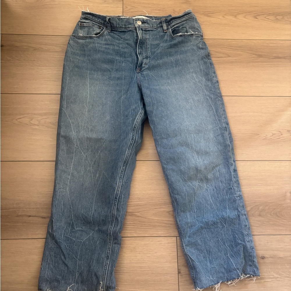 Abercrombie & Fitch Faded Blue High-Rise Straight Jeans